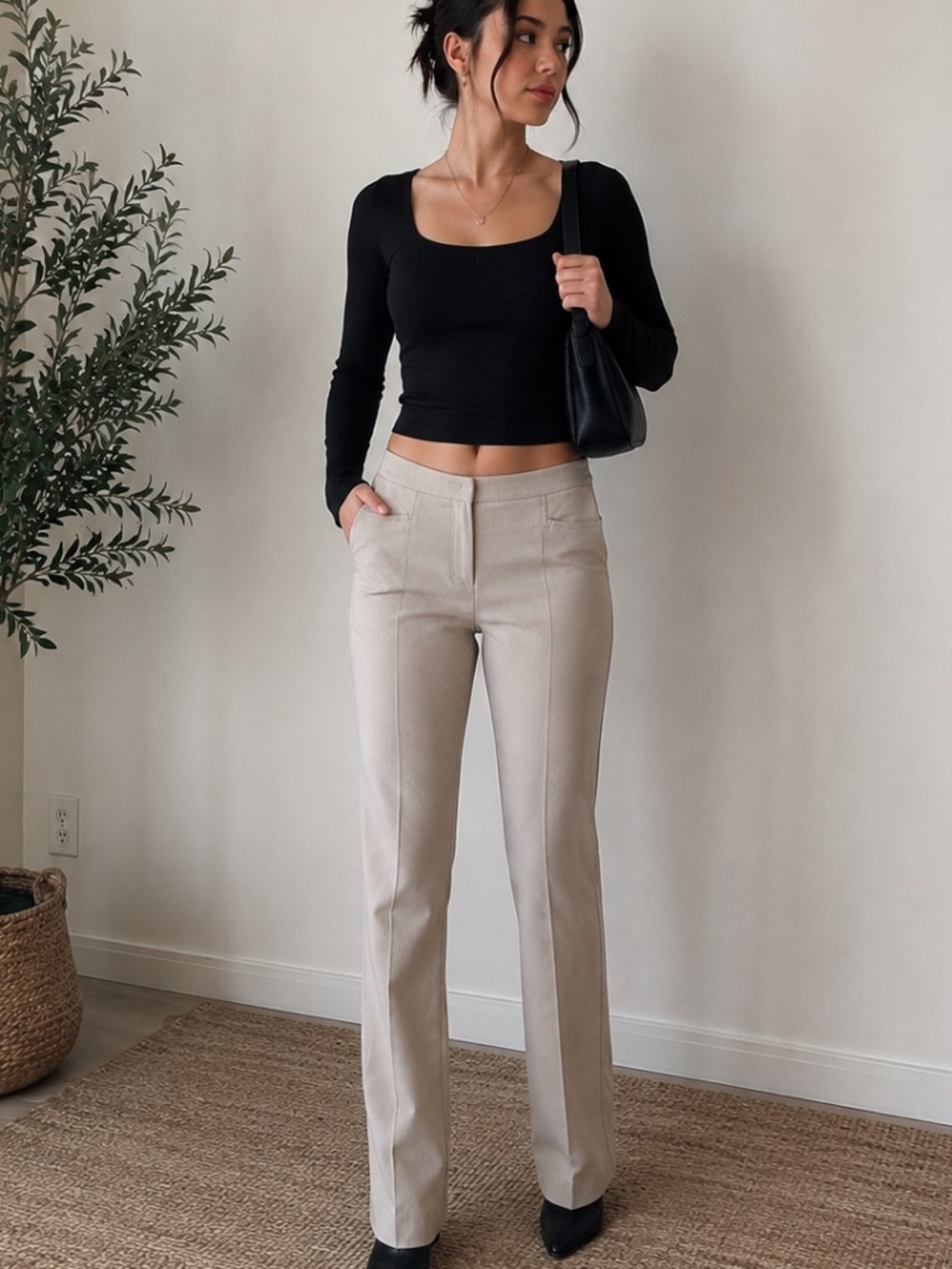 Akris Punto Tan Tailored Straight Leg Trousers Size 6